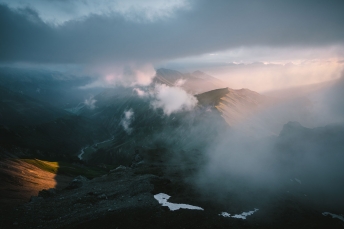 Moody lights in the mountains in Austria Zillertal.